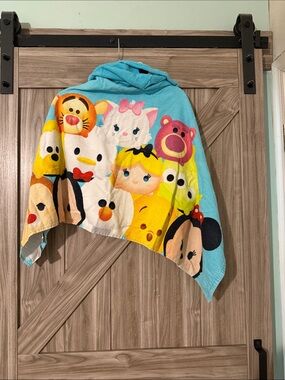 Disney Kids Blue Yellow Multicolor Tsum Tsum Hooded towel